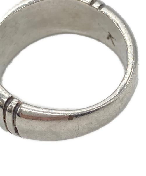 Navajo（ナバホ）Navajo (ナバホ) Ray Tracey インディアンジュエリー シルバーリング グリーン×シルバー サイズ:8号の古着・服飾アイテム