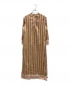 SSZ×Ron Hermanエスエスズィー×ロンハーマン）の古着「別注 Isle Frock Thick Striped Dress」｜ピンク×ブラウン