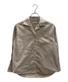 TEN×Ron Herman（テン×ロンハーマン）の古着「オープンカラーストライプシャツ」｜ブラウン×ホワイト