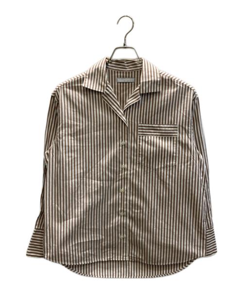 TEN（テン）TEN (テン) Ron Herman (ロンハーマン) オープンカラーストライプシャツ ブラウン×ホワイト サイズ:SIZE Freeの古着・服飾アイテム
