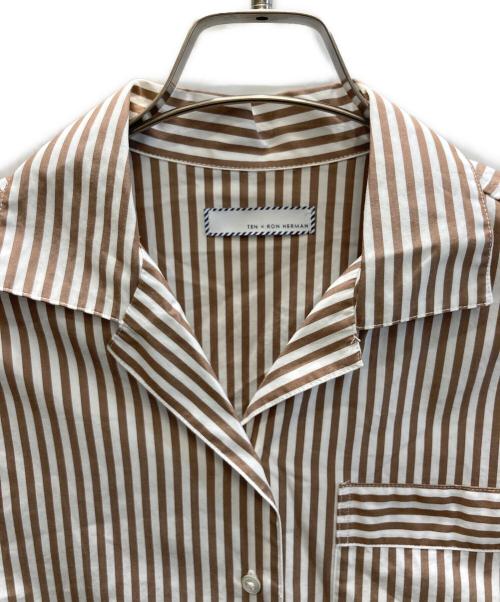 TEN（テン）TEN (テン) Ron Herman (ロンハーマン) オープンカラーストライプシャツ ブラウン×ホワイト サイズ:SIZE Freeの古着・服飾アイテム