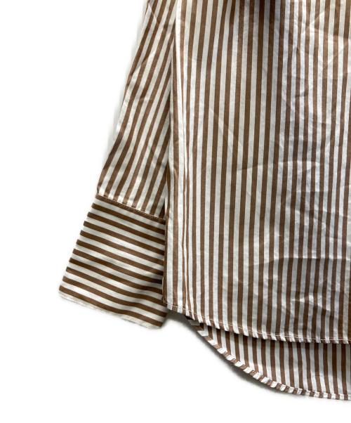 TEN（テン）TEN (テン) Ron Herman (ロンハーマン) オープンカラーストライプシャツ ブラウン×ホワイト サイズ:SIZE Freeの古着・服飾アイテム