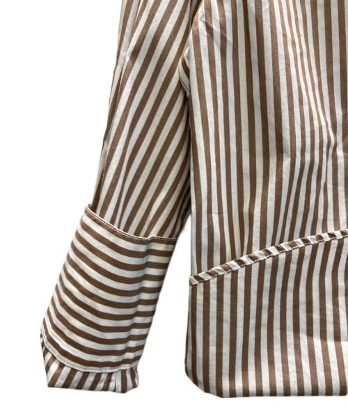 TEN（テン）TEN (テン) Ron Herman (ロンハーマン) オープンカラーストライプシャツ ブラウン×ホワイト サイズ:SIZE Freeの古着・服飾アイテム