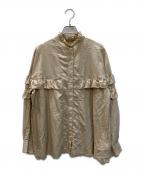 Spick and Spanスピック＆スパン）の古着「コットンシルクティアードフリルスリーブブラウス」｜ベージュ