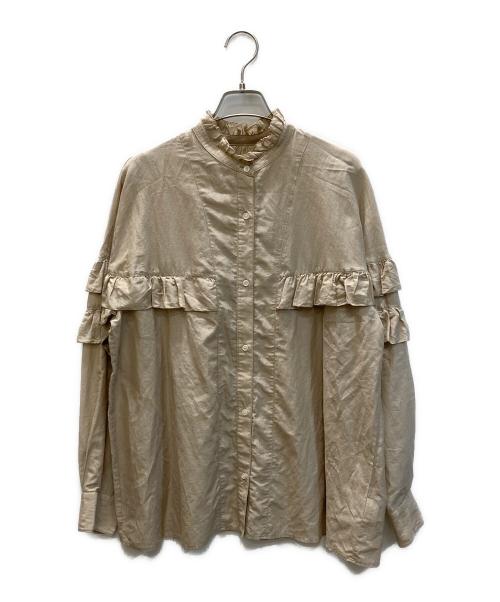Spick and Span（スピック＆スパン）Spick and Span (スピックアンドスパン) コットンシルクティアードフリルスリーブブラウス ベージュ サイズ:SIZE Freeの古着・服飾アイテム
