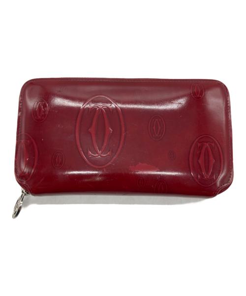 Cartier（カルティエ）Cartier (カルティエ) パテントファスナーウォレット レッドの古着・服飾アイテム