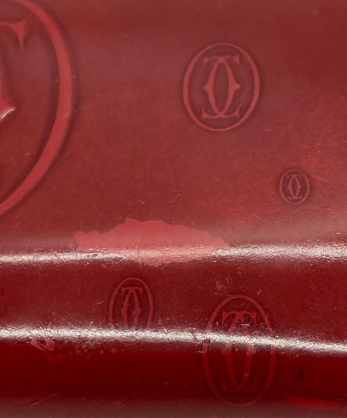 Cartier（カルティエ）Cartier (カルティエ) パテントファスナーウォレット レッドの古着・服飾アイテム