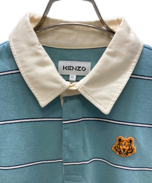 KENZO（ケンゾー）KENZO (ケンゾー) TIGER EMBROIDERED STRIPE POLO SHIRT ブルー サイズ:SIZE Mの古着・服飾アイテム