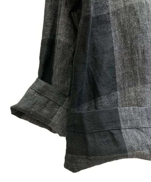South2 West8（サウスツー ウエストエイト）South2 West8 (サウスツー ウエストエイト) String V Neck Shirt - Linen Block Plaid ブラック サイズ:Sの古着・服飾アイテム