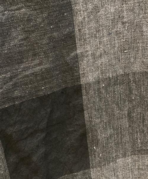 South2 West8（サウスツー ウエストエイト）South2 West8 (サウスツー ウエストエイト) String V Neck Shirt - Linen Block Plaid ブラック サイズ:Sの古着・服飾アイテム