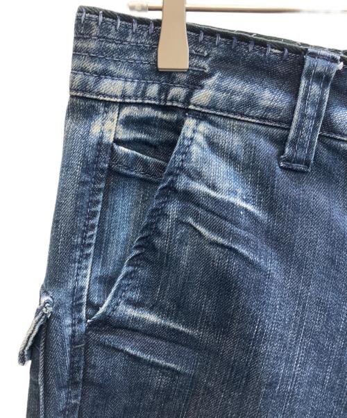 MARITHE+FRANCOIS GIRBAUD（マリテフランソワジルボー）MARITHE+FRANCOIS GIRBAUD (マリテフランソワジルボー) クラッシュ加工ストレートカーゴデニム インディゴ サイズ:SIZE Lの古着・服飾アイテム