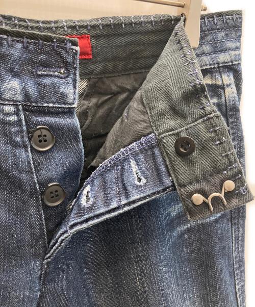 MARITHE+FRANCOIS GIRBAUD（マリテフランソワジルボー）MARITHE+FRANCOIS GIRBAUD (マリテフランソワジルボー) クラッシュ加工ストレートカーゴデニム インディゴ サイズ:SIZE Lの古着・服飾アイテム