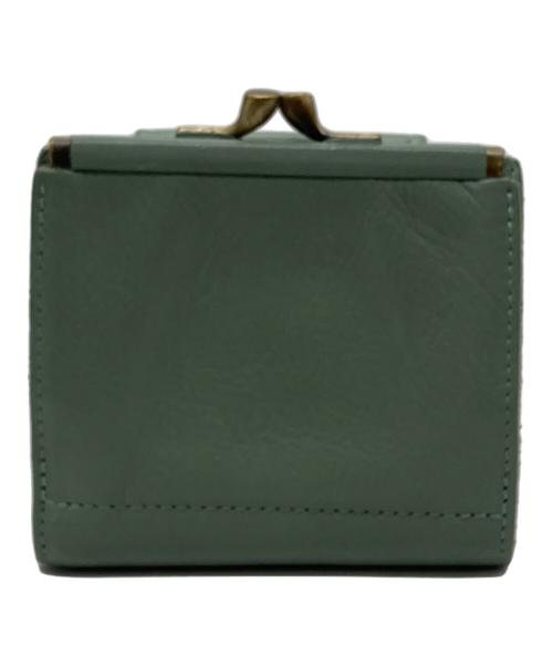 IL BISONTE（イル ビゾンテ）IL BISONTE (イル ビゾンテ) スクエアがま口レザーウォレット グリーンの古着・服飾アイテム