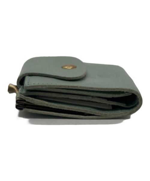 IL BISONTE（イル ビゾンテ）IL BISONTE (イル ビゾンテ) スクエアがま口レザーウォレット グリーンの古着・服飾アイテム