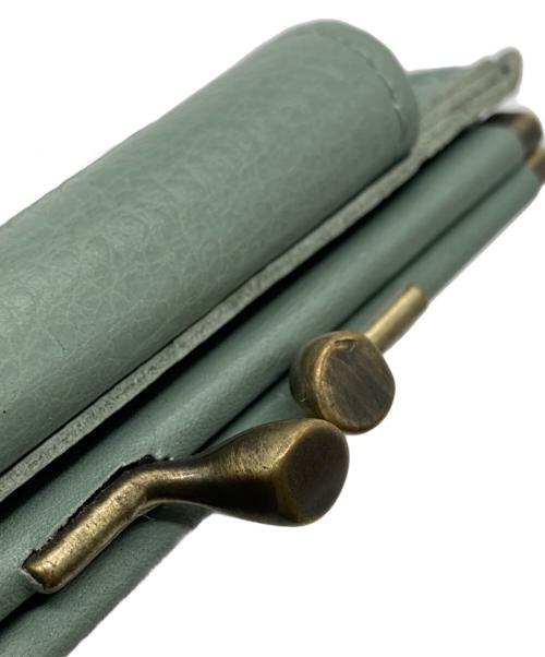 IL BISONTE（イル ビゾンテ）IL BISONTE (イル ビゾンテ) スクエアがま口レザーウォレット グリーンの古着・服飾アイテム