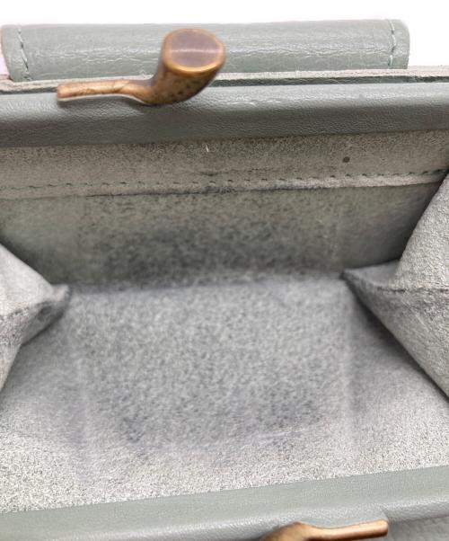 IL BISONTE（イル ビゾンテ）IL BISONTE (イル ビゾンテ) スクエアがま口レザーウォレット グリーンの古着・服飾アイテム