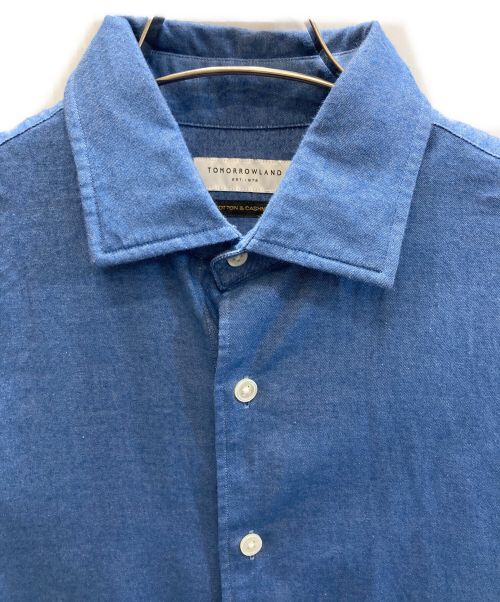 TOMORROW LAND（トゥモローランド）TOMORROW LAND (トゥモローランド) コットンカシミヤ ワイドスプレッドカラーシャツ ブルー サイズ:Sの古着・服飾アイテム