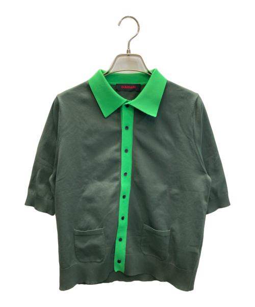 CABAN（キャバン）CABaN (キャバン) ポリエステル バイカラーカーディガン グリーン サイズ:FREEの古着・服飾アイテム