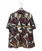 Salvatore Ferragamoサルヴァトーレ フェラガモ）の古着「フローラルシャツ」｜ベージュ×ボルドー