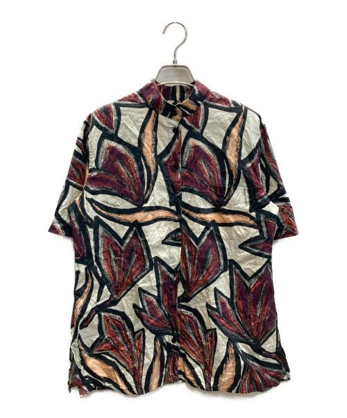 Salvatore Ferragamo（サルヴァトーレ フェラガモ）Salvatore Ferragamo (サルヴァトーレ フェラガモ) フローラルシャツ ベージュ×ボルドー サイズ:40の古着・服飾アイテム