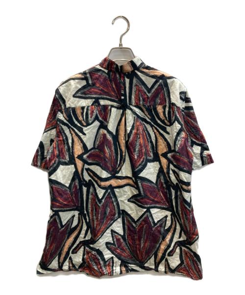 Salvatore Ferragamo（サルヴァトーレ フェラガモ）Salvatore Ferragamo (サルヴァトーレ フェラガモ) フローラルシャツ ベージュ×ボルドー サイズ:40の古着・服飾アイテム