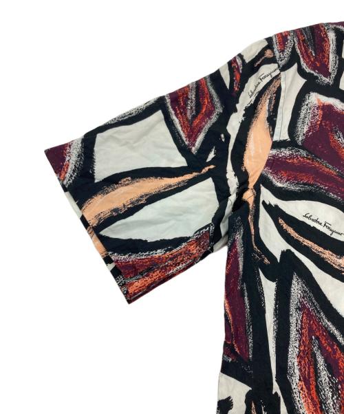 Salvatore Ferragamo（サルヴァトーレ フェラガモ）Salvatore Ferragamo (サルヴァトーレ フェラガモ) フローラルシャツ ベージュ×ボルドー サイズ:40の古着・服飾アイテム