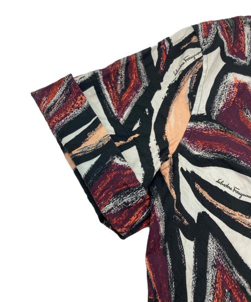 Salvatore Ferragamo（サルヴァトーレ フェラガモ）Salvatore Ferragamo (サルヴァトーレ フェラガモ) フローラルシャツ ベージュ×ボルドー サイズ:40の古着・服飾アイテム