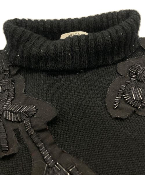 PRADA（プラダ）PRADA (プラダ) カシミヤビジューニット ブラック サイズ:SIZE 38の古着・服飾アイテム