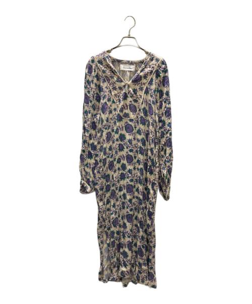 sara mallika（サラマリカ）sara mallika (サラマリカ) ブラウスワンピース ベージュ×パープル サイズ:FREEの古着・服飾アイテム