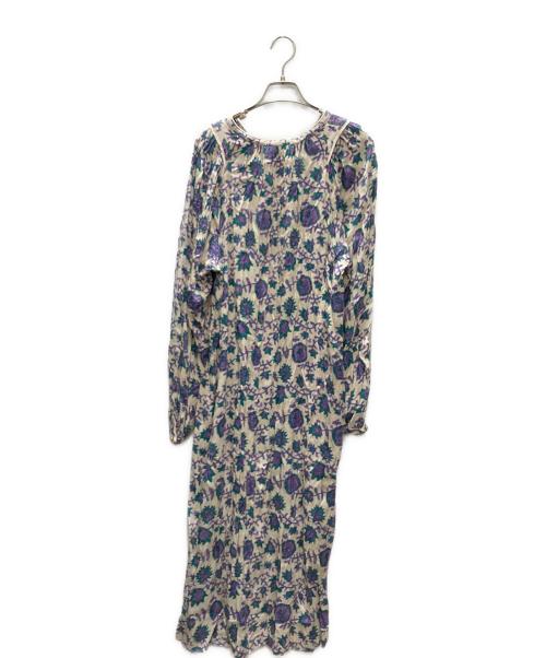 sara mallika（サラマリカ）sara mallika (サラマリカ) ブラウスワンピース ベージュ×パープル サイズ:FREEの古着・服飾アイテム