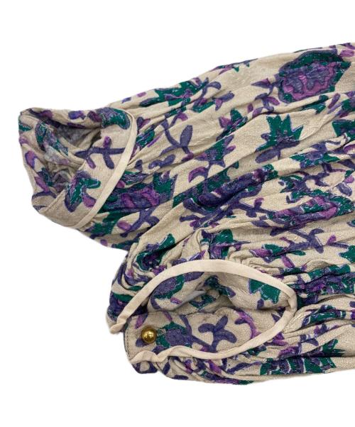 sara mallika（サラマリカ）sara mallika (サラマリカ) ブラウスワンピース ベージュ×パープル サイズ:FREEの古着・服飾アイテム