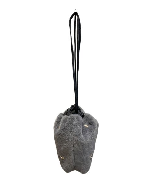 UNITED ARROWS（ユナイテッドアローズ）UNITED ARROWS (ユナイテッドアローズ) ハートビジュー フェイクファー ドローストリングバッグ グレーの古着・服飾アイテム