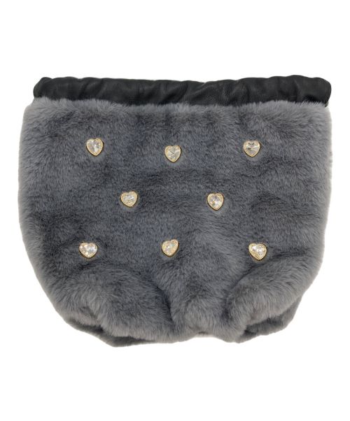 UNITED ARROWS（ユナイテッドアローズ）UNITED ARROWS (ユナイテッドアローズ) ハートビジュー フェイクファー ドローストリングバッグ グレーの古着・服飾アイテム