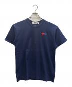 PLAY COMME des GARCONSプレイコムデギャルソン）の古着「T-SHIRT WITH DOUBLE HEART」｜ネイビー