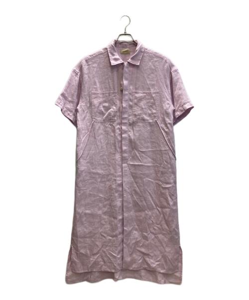 BEAMS BOY（ビームスボーイ）BEAMS BOY (ビームスボーイ) maturely / Linen Blend Work Shirt Dress パープルの古着・服飾アイテム