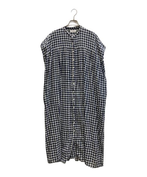 SOIL（ソイル）SOIL (ソイル) シャツワンピース ホワイト×ネイビー サイズ:2の古着・服飾アイテム