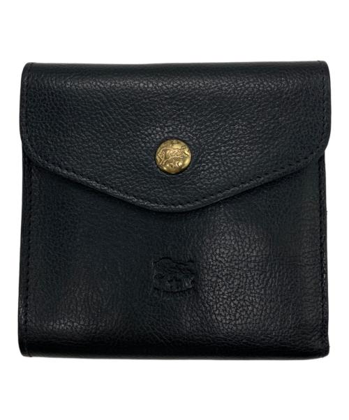 IL BISONTE（イル ビゾンテ）IL BISONTE (イル ビゾンテ) レザーフラップ二つ折りウォレット ブラックの古着・服飾アイテム
