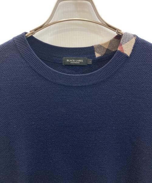BLACK LABEL CRESTBRIDGE（ブラックレーベル クレストブリッジ）BLACK LABEL CRESTBRIDGE (ブラックレーベル クレストブリッジ) チェック切替ウールニット ネイビー サイズ:SIZE Lの古着・服飾アイテム