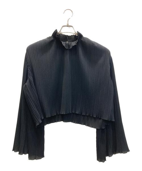 Noble（ノーブル）Noble (ノーブル) クリスタルプリーツスタンドネックブラウス ブラック サイズ:表記なしの古着・服飾アイテム