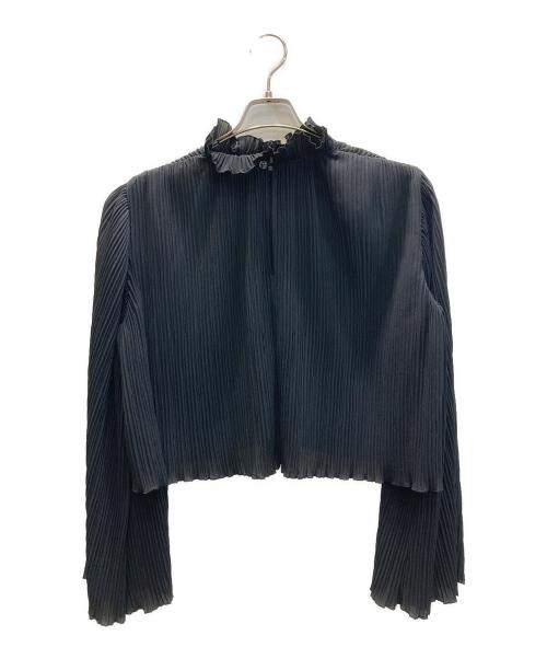 Noble（ノーブル）Noble (ノーブル) クリスタルプリーツスタンドネックブラウス ブラック サイズ:表記なしの古着・服飾アイテム