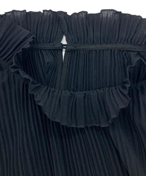 Noble（ノーブル）Noble (ノーブル) クリスタルプリーツスタンドネックブラウス ブラック サイズ:表記なしの古着・服飾アイテム