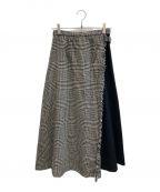 O'NEIL OF DUBLINオニールオブダブリン）の古着「チェックラップスカート」｜ホワイト×ブラック