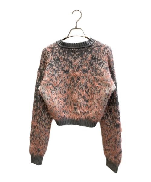 DIESEL（ディーゼル）DIESEL (ディーゼル) クロップドVネックニット ピンク×グレー サイズ:XSの古着・服飾アイテム