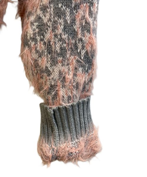 DIESEL（ディーゼル）DIESEL (ディーゼル) クロップドVネックニット ピンク×グレー サイズ:XSの古着・服飾アイテム