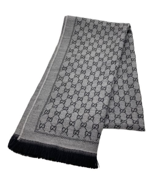 GUCCI（グッチ）GUCCI (グッチ) GGロゴウールマフラー グレーの古着・服飾アイテム