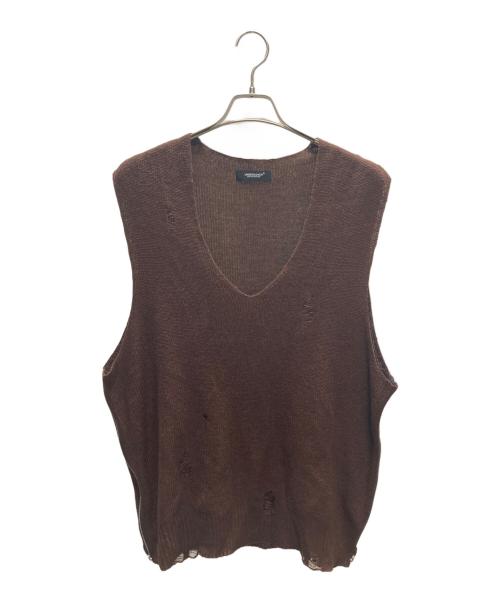 UNDERCOVER（アンダーカバー）UNDERCOVER (アンダーカバー) サイドZIPリネンウールボロニットベスト ブラウン サイズ:3の古着・服飾アイテム