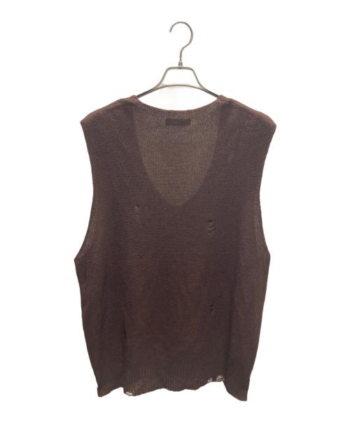 UNDERCOVER（アンダーカバー）UNDERCOVER (アンダーカバー) サイドZIPリネンウールボロニットベスト ブラウン サイズ:3の古着・服飾アイテム