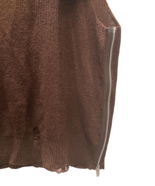 UNDERCOVER（アンダーカバー）UNDERCOVER (アンダーカバー) サイドZIPリネンウールボロニットベスト ブラウン サイズ:3の古着・服飾アイテム