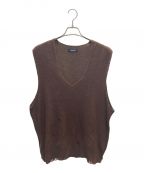 UNDERCOVERアンダーカバー）の古着「サイドZIPリネンウールボロニットベスト」｜ブラウン