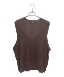 UNDERCOVER（アンダーカバー）の古着「サイドZIPリネンウールボロニットベスト」｜ブラウン